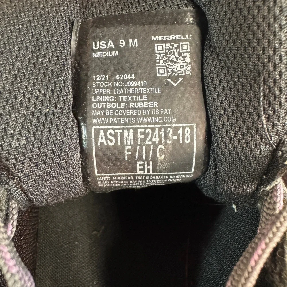 Merrell Work Valetta Composite Toe Grey Purple Safety Shoes J099410 Womens 9 M
